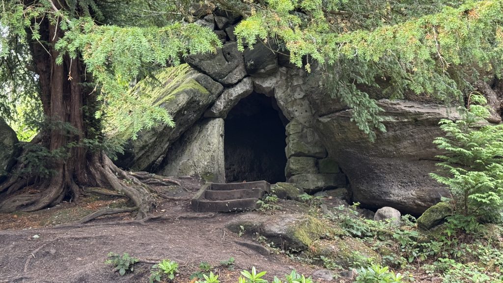 An archway into a cavern. 